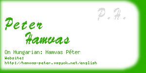 peter hamvas business card
